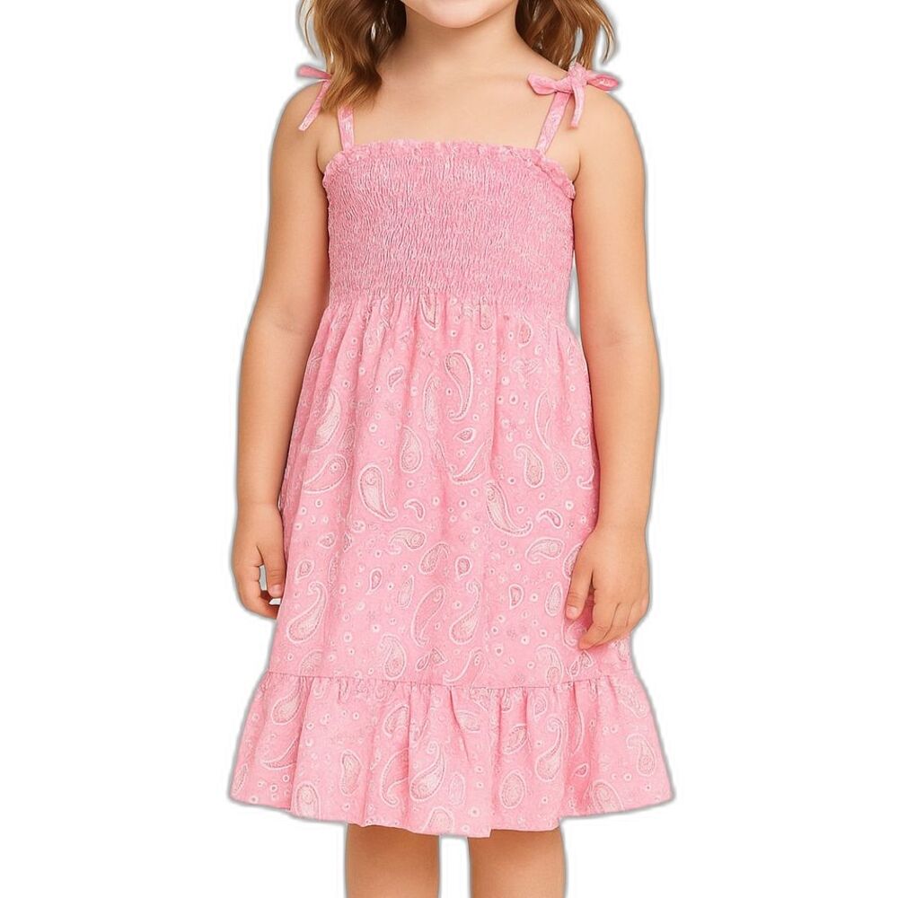 🔥 5 for $30 🔥 Especially Me Girls Paisley Smocked Sundress in Pink | Size 5/6